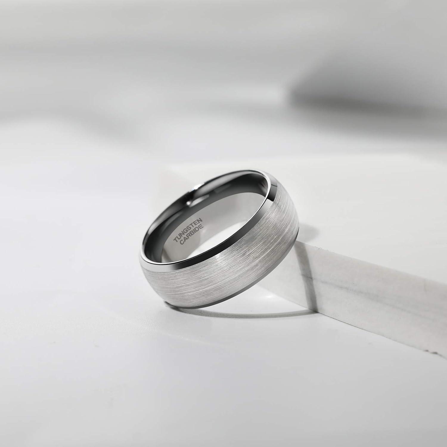 imageTRUMIUM 4mm 6mm 8mm Tungsten Ring Wedding Band for Men Women Engraved I Love You Matte Brushed Comfort Fit Size 4158mm Silver Bevel