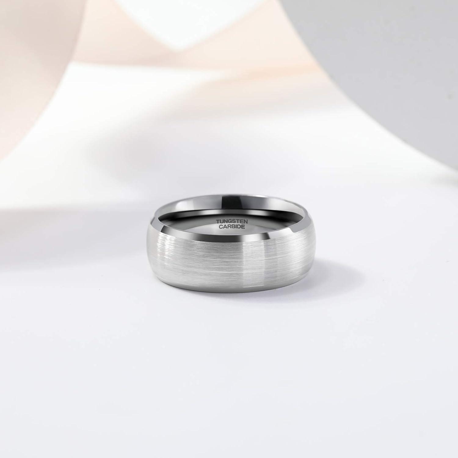 imageTRUMIUM 4mm 6mm 8mm Tungsten Ring Wedding Band for Men Women Engraved I Love You Matte Brushed Comfort Fit Size 4158mm Silver Bevel