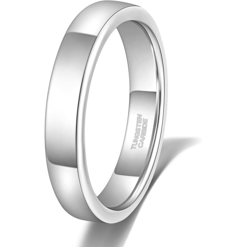 imageTRUMIUM 2mm 4mm 6mm Tungsten Rings for Women Mens Wedding Bands 24K Gold Plated Beveled Edges Flat High Polished Comfort Fit Size 5144mm silver plated