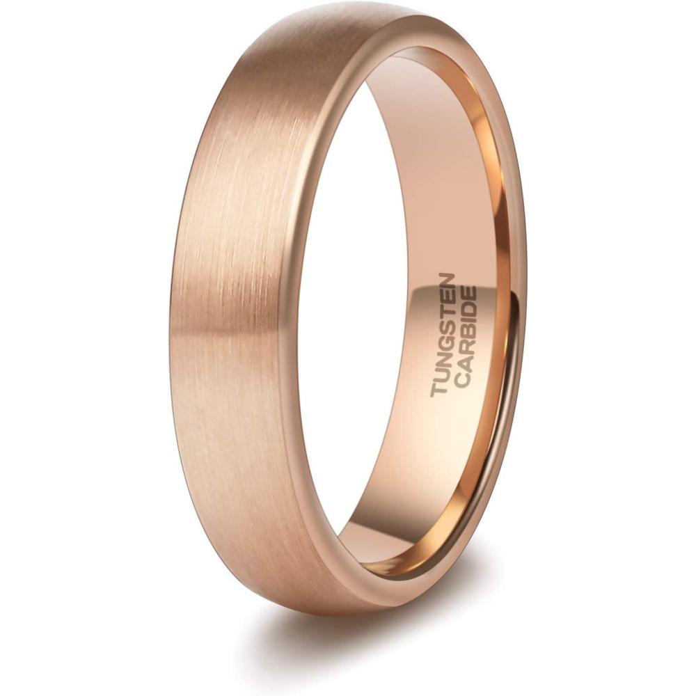 imageTRUMIUM 3mm 5mm Tungsten Rings for Women Mens Rose Gold Plated Silver Plated Brushed Thin Engagement Wedding Band Comfort Fit Size 4125mm Rose Gold
