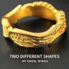 ChainsHouse Antique Ring Feather Angel Wing for Men Women, Stainless Steel/18K Gold/Black Metal Plated, Sturdy Vintage Feather Band Rings Jewelry, Size 7-12, Offer Custom Service(b. Gold)