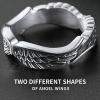 ChainsHouse Antique Ring Feather Angel Wing for Men Women, Stainless Steel/18K Gold/Black Metal Plated, Sturdy Vintage Feather Band Rings Jewelry, Size 7-12, Offer Custom Service(a. Silver)