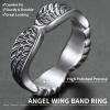 ChainsHouse Antique Ring Feather Angel Wing for Men Women, Stainless Steel/18K Gold/Black Metal Plated, Sturdy Vintage Feather Band Rings Jewelry, Size 7-12, Offer Custom Service(a. Silver)