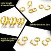 ChainsHouse Hypoallergenic Surgical Stainless Steel Hoop Earrings Set, 18K Gold/Black Metal Plated 7mm/8mm/9mm/12mm 3 Pairs Nickel Free Huggie Hoop Earrings for Women Men, with Gift Box(B: gold-diameter 7/9/12mm 3 pairs)
