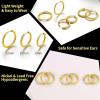 ChainsHouse Hypoallergenic Surgical Stainless Steel Hoop Earrings Set, 18K Gold/Black Metal Plated 7mm/8mm/9mm/12mm 3 Pairs Nickel Free Huggie Hoop Earrings for Women Men, with Gift Box(A: gold-diameter 8/10/12mm 3 pairs)