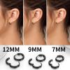 ChainsHouse Hypoallergenic Surgical Stainless Steel Hoop Earrings Set, 18K Gold/Black Metal Plated 7mm/8mm/9mm/12mm 3 Pairs Nickel Free Huggie Hoop Earrings for Women Men, with Gift Box(B: black-diameter 7/9/12mm 3 pairs)