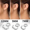 ChainsHouse Hypoallergenic Surgical Stainless Steel Hoop Earrings Set, 18K Gold/Black Metal Plated 7mm/8mm/9mm/12mm 3 Pairs Nickel Free Huggie Hoop Earrings for Women Men, with Gift Box(B: steel-diameter 7/9/12mm 3 pairs)
