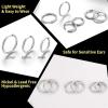 ChainsHouse Hypoallergenic Surgical Stainless Steel Hoop Earrings Set, 18K Gold/Black Metal Plated 7mm/8mm/9mm/12mm 3 Pairs Nickel Free Huggie Hoop Earrings for Women Men, with Gift Box(A: steel-diameter 8/10/12mm 3 pairs)