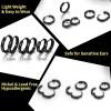 ChainsHouse Hypoallergenic Surgical Stainless Steel Hoop Earrings Set, 18K Gold/Black Metal Plated 7mm/8mm/9mm/12mm 3 Pairs Nickel Free Huggie Hoop Earrings for Women Men, with Gift Box(B: black-diameter 7/9/12mm 3 pairs)