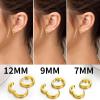 ChainsHouse Hypoallergenic Surgical Stainless Steel Hoop Earrings Set, 18K Gold/Black Metal Plated 7mm/8mm/9mm/12mm 3 Pairs Nickel Free Huggie Hoop Earrings for Women Men, with Gift Box(B: gold-diameter 7/9/12mm 3 pairs)