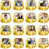 ChainsHouse Signet Rings Solid Polished Stainless Steel Biker Ring for Men Women, 316L Stainless Steel/18K Gold/Black Metal Plated, Text Engraving/Photo Custom, Size 7 to 14, Send Gift Box(d. Square Photo – Gold)