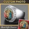 ChainsHouse Signet Rings Solid Polished Stainless Steel Biker Ring for Men Women, 316L Stainless Steel/18K Gold/Black Metal Plated, Text Engraving/Photo Custom, Size 7 to 14, Send Gift Box(a. CZ Round Photo – Steel)