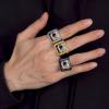 ChainsHouse Signet Rings Solid Polished Stainless Steel Biker Ring for Men Women, 316L Stainless Steel/18K Gold/Black Metal Plated, Text Engraving/Photo Custom, Size 7 to 14, Send Gift Box(c. CZ Square Photo – Steel)
