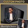 ChainsHouse Signet Rings Solid Polished Stainless Steel Biker Ring for Men Women, 316L Stainless Steel/18K Gold/Black Metal Plated, Text Engraving/Photo Custom, Size 7 to 14, Send Gift Box(e. Shield Photo – Black)