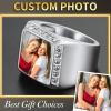 ChainsHouse Signet Rings Solid Polished Stainless Steel Biker Ring for Men Women, 316L Stainless Steel/18K Gold/Black Metal Plated, Text Engraving/Photo Custom, Size 7 to 14, Send Gift Box(c. CZ Square Photo – Steel)