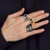 ChainsHouse Signet Rings Solid Polished Stainless Steel Biker Ring for Men Women, 316L Stainless Steel/18K Gold/Black Metal Plated, Text Engraving/Photo Custom, Size 7 to 14, Send Gift Box(a. CZ Round Photo – Black)