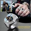 ChainsHouse Signet Rings Solid Polished Stainless Steel Biker Ring for Men Women, 316L Stainless Steel/18K Gold/Black Metal Plated, Text Engraving/Photo Custom, Size 7 to 14, Send Gift Box(b. CZ Heart Photo – Steel)