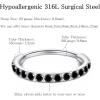 ORANGELOVE 20G 18G 16G Clear CZ Nose Ring Hoop 316L Surgical Steel Seamless Silver Septum Ring Clicker Jewelry Cartilage Earring Ear Piercing Hoop Earrings for Women Men Helix Rook Lobe Conch Tragus Daith Lip Hinged Piercing Jewelry with Cubic Zirconia(1pc/Black CZ 20G 9mm Silver)