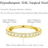 ORANGELOVE 20G 18G 16G Clear CZ Nose Ring Hoop 316L Surgical Steel Seamless Silver Septum Ring Clicker Jewelry Cartilage Earring Ear Piercing Hoop Earrings for Women Men Helix Rook Lobe Conch Tragus Daith Lip Hinged Piercing Jewelry with Cubic Zirconia(1pc/Clear CZ 20G 9mm Gold)