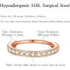 ORANGELOVE 20G 18G 16G Clear CZ Nose Ring Hoop 316L Surgical Steel Seamless Silver Septum Ring Clicker Jewelry Cartilage Earring Ear Piercing Hoop Earrings for Women Men Helix Rook Lobe Conch Tragus Daith Lip Hinged Piercing Jewelry with Cubic Zirconia(1pc/Clear CZ 20G 12mm Rose Gold)