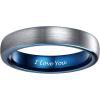 TRUMIUM 4mm 6mm 8mm Tungsten Ring Wedding Band for Men Women Engraved I Love You Matte Brushed Comfort Fit Size 4-15(4mm Blue I Love You)