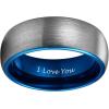 TRUMIUM 4mm 6mm 8mm Tungsten Ring Wedding Band for Men Women Engraved I Love You Matte Brushed Comfort Fit Size 4-15(8mm Blue I Love You)