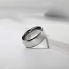 TRUMIUM 4mm 6mm 8mm Tungsten Ring Wedding Band for Men Women Engraved I Love You Matte Brushed Comfort Fit Size 4-15(8mm Silver Bevel)