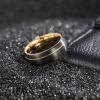 TRUMIUM 8mm 24K Gold Plated Tungsten Carbide Rings Black Mens Wedding Band Groove Center Ring Beveled Edges Comfort Fit Size 7-14(8mm 24k gold plated groove)