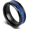 TRUMIUM 8mm Mens Wedding Bands Tungsen Ring Rose Gold Blue Sandstone Inlay Beveled Edges Comfort Fit Size 7-13(8mm Black Blue)