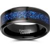TRUMIUM 8mm Mens Wedding Bands Tungsen Ring Rose Gold Blue Sandstone Inlay Beveled Edges Comfort Fit Size 7-13(8mm Black Blue)
