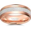TRUMIUM 8mm Mens Wedding Bands Tungsen Ring Rose Gold Blue Sandstone Inlay Beveled Edges Comfort Fit Size 7-13(8mm Rose Gold)