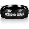 TRUMIUM 8mm Tungsten Rings for Men Women Hammered Black Blue Men’s Rings White Cubic Zirconia Inlay Matte Finished Engagement Promise Wedding Bands Comfort Fit Size 7-13(8mm Black Hammered)