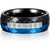 TRUMIUM 8mm Tungsten Rings for Men Women Hammered Black Blue Men’s Rings White Cubic Zirconia Inlay Matte Finished Engagement Promise Wedding Bands Comfort Fit Size 7-13(8mm Cubic Zirconia Hammered)