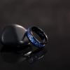 TRUMIUM 8mm Tungsten Rings for Men Women Silver Blue Rose Gold Black Tungsten Wedding Band Gear Steampunk Wheel Carbon Fiber Ring Comfort Fit Size 6-13(Blue Carbon Fiber)