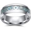 TRUMIUM 8mm Tungsten Rings for Men Women Silver Blue Rose Gold Black Tungsten Wedding Band Gear Steampunk Wheel Carbon Fiber Ring Comfort Fit Size 6-13(8mm Silver Stempunk)