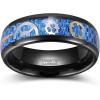 TRUMIUM 8mm Tungsten Rings for Men Women Silver Blue Rose Gold Black Tungsten Wedding Band Gear Steampunk Wheel Carbon Fiber Ring Comfort Fit Size 6-13(Blue Carbon Fiber)