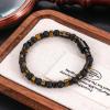 TRUMIUM Beaded Bracelets for Men Women Natural Hematite 6mm Tiger Eyes Mens Bracelet Gemstone Jewelry for Him 7.5/8.3/9 Inch Length(Black Brown)