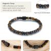 TRUMIUM Beaded Bracelets for Men Women Natural Hematite 6mm Tiger Eyes Mens Bracelet Gemstone Jewelry for Him 7.5/8.3/9 Inch Length(Black Brown)