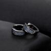 TRUMIUM Earrings For Men Women Cubic Zirconia Hoop Mens Silver Earrings Plated Huggie Cartilage Cuff Hypoallergenic Stud 10mm Round Circle(Blue)