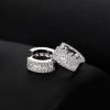 TRUMIUM Earrings For Men Women Cubic Zirconia Hoop Mens Silver Earrings Plated Huggie Cartilage Cuff Hypoallergenic Stud 10mm Round Circle(Silver)