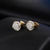 TRUMIUM Sterling Silver Earrings for Men Gold Plated and Silver Plated Halo Diamond Round Cz Stud Earrings Screw Back Hypoallergenic