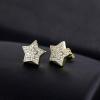 TRUMIUM Stud Earrings for Men Women Big Star Earrings Cubic Zirconia Hip Hop Rapper Singer Screw Back Hypoallergenic(Star-Gold)