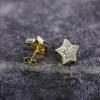 TRUMIUM Stud Earrings for Men Women Big Star Earrings Cubic Zirconia Hip Hop Rapper Singer Screw Back Hypoallergenic(Star-Gold)