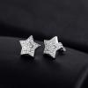 TRUMIUM Stud Earrings for Men Women Big Star Earrings Cubic Zirconia Hip Hop Rapper Singer Screw Back Hypoallergenic(Star-Silver)