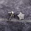 TRUMIUM Stud Earrings for Men Women Big Star Earrings Cubic Zirconia Hip Hop Rapper Singer Screw Back Hypoallergenic(Star-Silver)