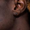 TRUMIUM Stud Earrings for Men Women Green Black Onyx Earrings Rectangle Hip Hop Rapper Singer Screw Back Hypoallergenic(Black)