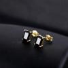 TRUMIUM Stud Earrings for Men Women Green Black Onyx Earrings Rectangle Hip Hop Rapper Singer Screw Back Hypoallergenic(Black)