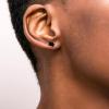 TRUMIUM Stud Earrings for Men Women Green Black Onyx Earrings Rectangle Hip Hop Rapper Singer Screw Back Hypoallergenic(Black)