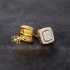 TRUMIUM Stud Earrings for Men Women Silver Gold Plated Layered Iced Out Sterling Silver Cz Earrings Hypoallergenic(Square)
