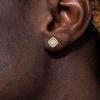 TRUMIUM Stud Earrings for Men Women Silver Gold Plated Layered Iced Out Sterling Silver Cz Earrings Hypoallergenic(Square)